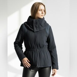 RARE Vintage 90s Diesel women’s moto cotton denim blue quilt parka coat jacket S